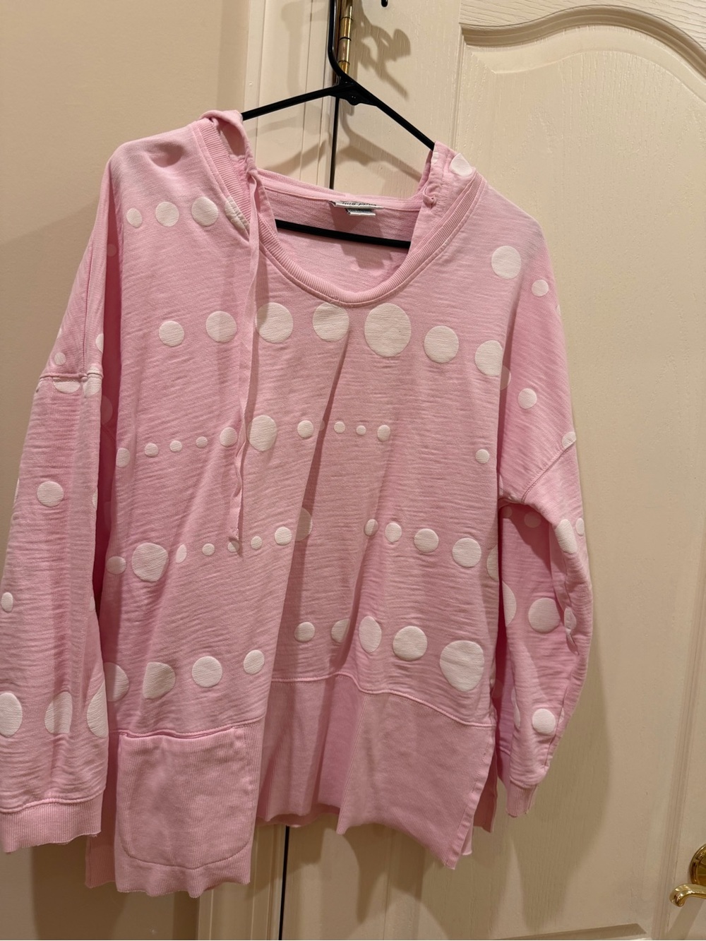 Pink Polka Dot Hooded Pullover- Large,  Wild Palms